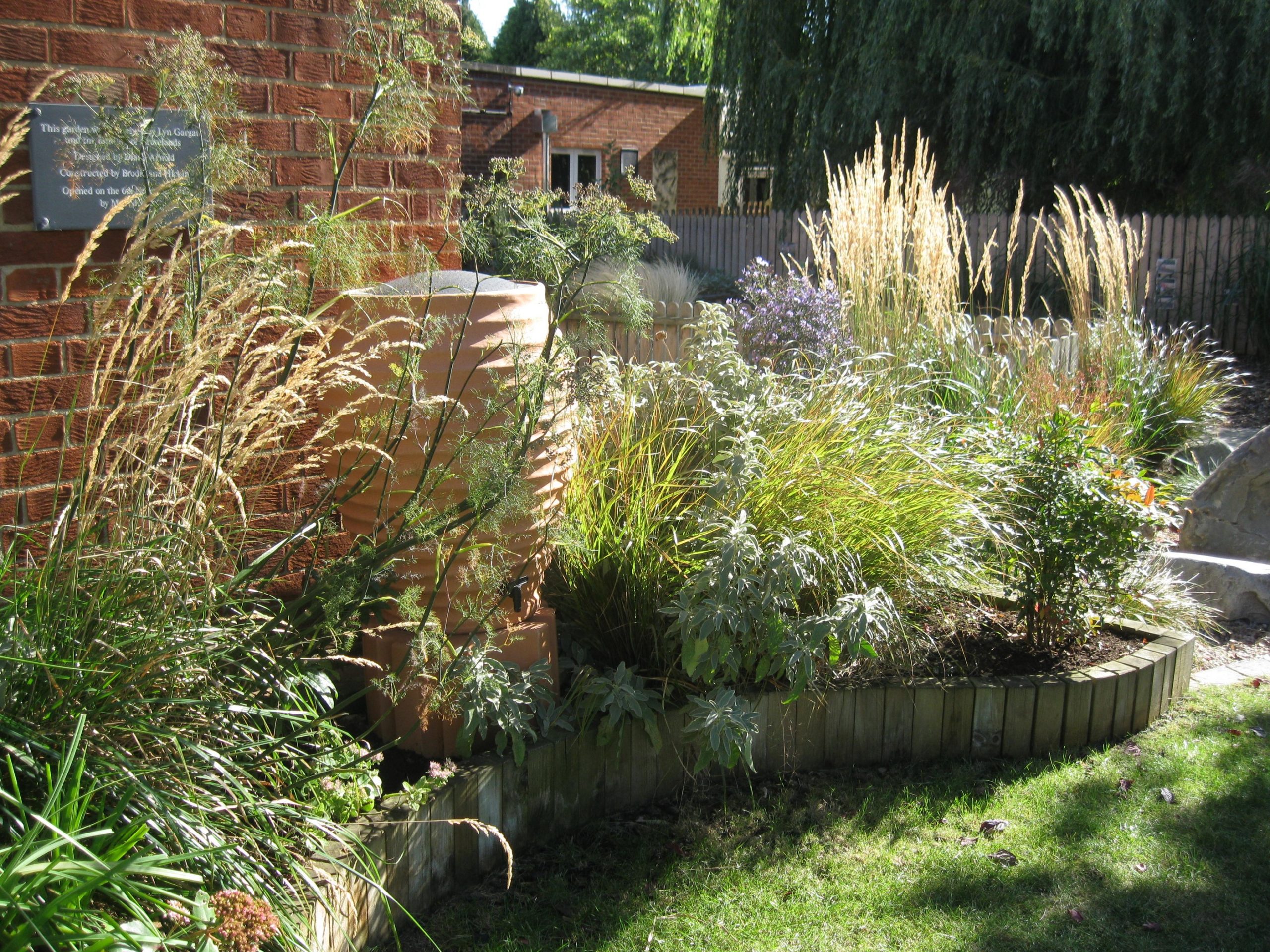 Prairie Planting in Raised Oak Beds at the